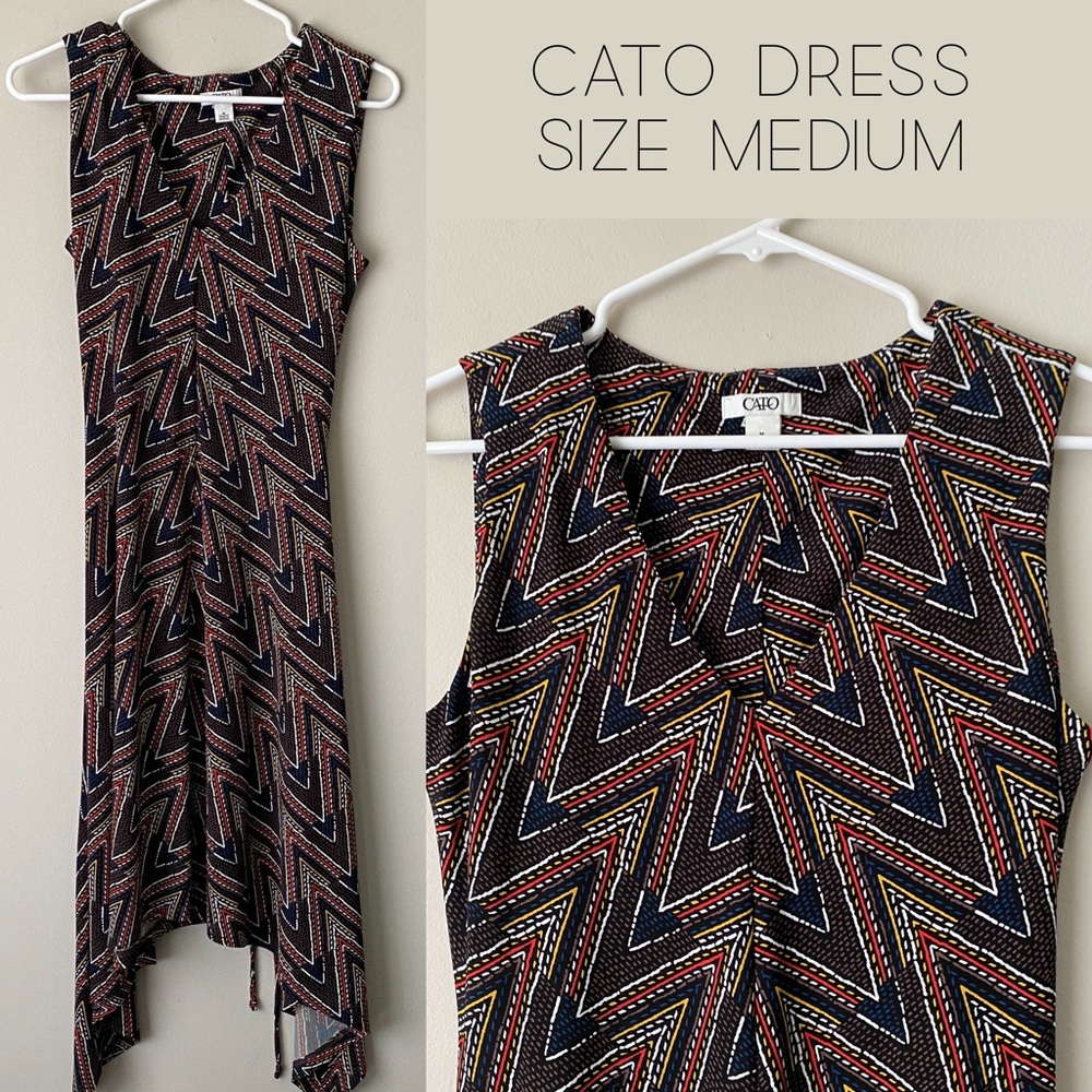 Cato Dress with Vibrant Pattern and Handkerchief Bottom Size Medium